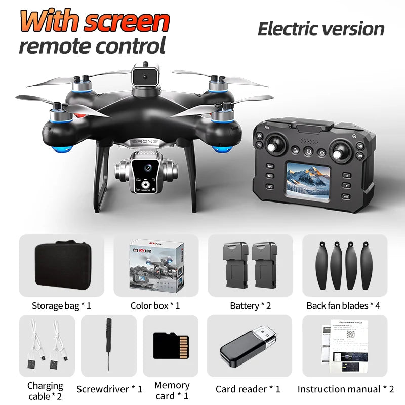 Drone à écran K102 version solitaire – Caméra 4K, moteur sans balais, évitement d'obstacles, quadrirotor pliable, jouet RC 2025