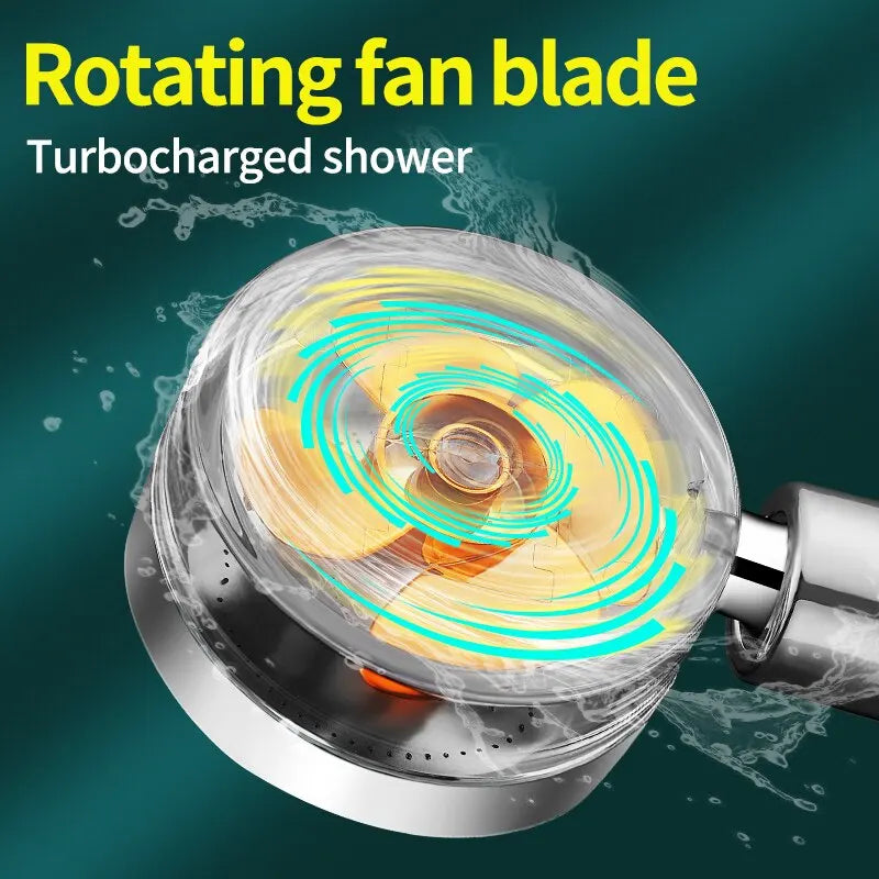 Shower Head Propeller Rain High Pressure Water Saving HOShower Accessory Pressurized Nozzle Universal Fit