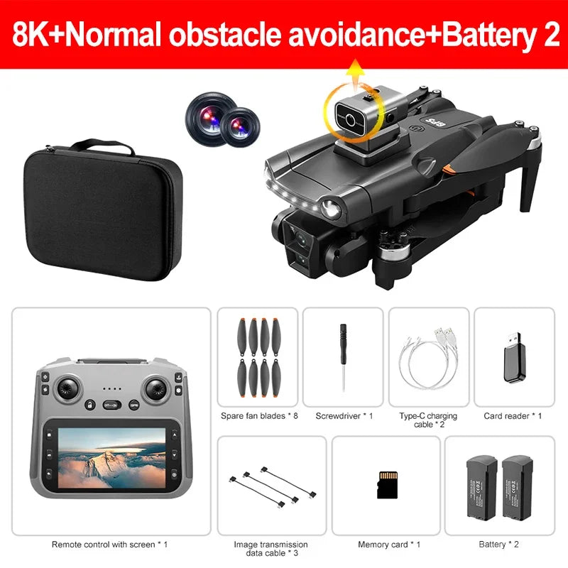 Drone GPS V198MAX 5G 8K – Double caméra, écran intégré, évitement d’obstacles laser
