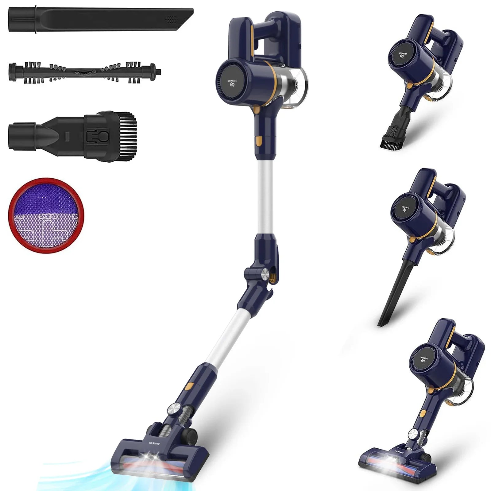 Aspirateur Balai Sans Fil N7 – 35 kPa, Bac à Poussière 1,2 L, Batterie Longue Durée, Autonomie Jusqu’à 55 min, Brosse 6‑en‑1