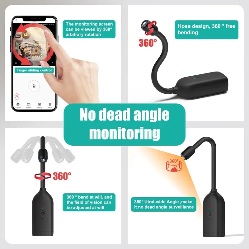 Mini caméra WiFi QJ700 HD 1080P Kaysunlink – Objectif flexible 360° avec audio bidirectionnel