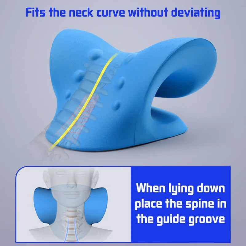 Chiropractic Traction Pillow, Neck Extenders, Neck and Shoulder Relaxation is used to relieve pain from TMJ and cervical diastolic devices