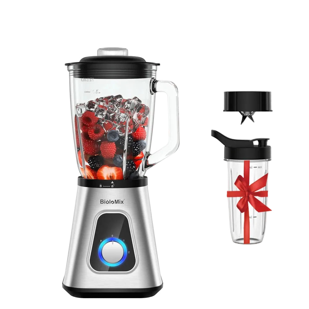 Mélangeur professionnel 1300 W avec pichet en verre sans BPA de 1,5 L, parfait pour les smoothies surgelés et les sauces maison