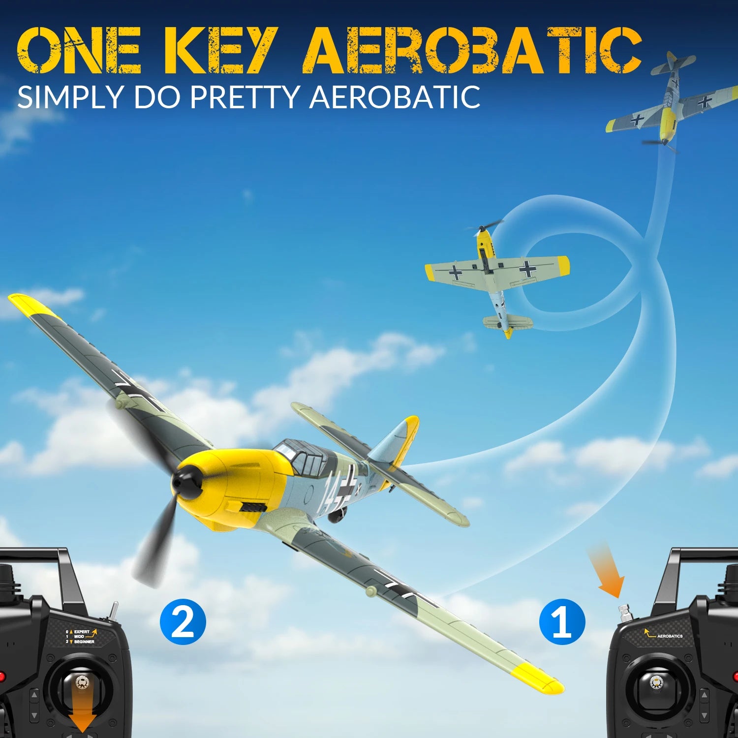 BF109 2.4GHz 4CH 400mm Wingspan One Key U-turn Remote Control Airplane RC Warbird Toys Gifts 761-11