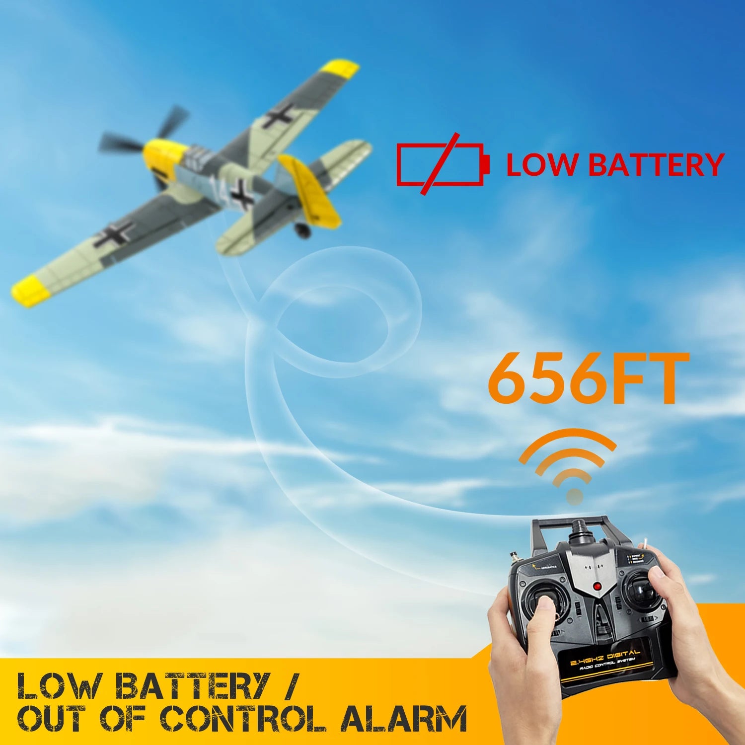 BF109 2.4GHz 4CH 400mm Wingspan One Key U-turn Remote Control Airplane RC Warbird Toys Gifts 761-11