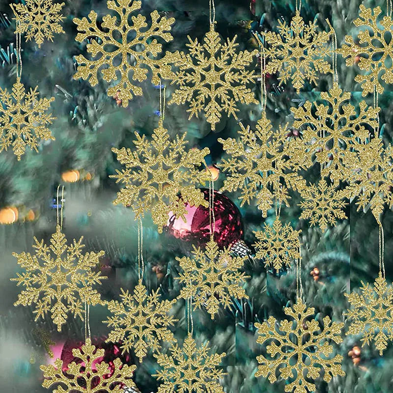 Faux Flocons de Neige pour Décoration de Noël, Ornement d'Arbre de Noël, Simulation de Glace, ixd'Hiver, Nouvel An, 12 Pièces/Lot