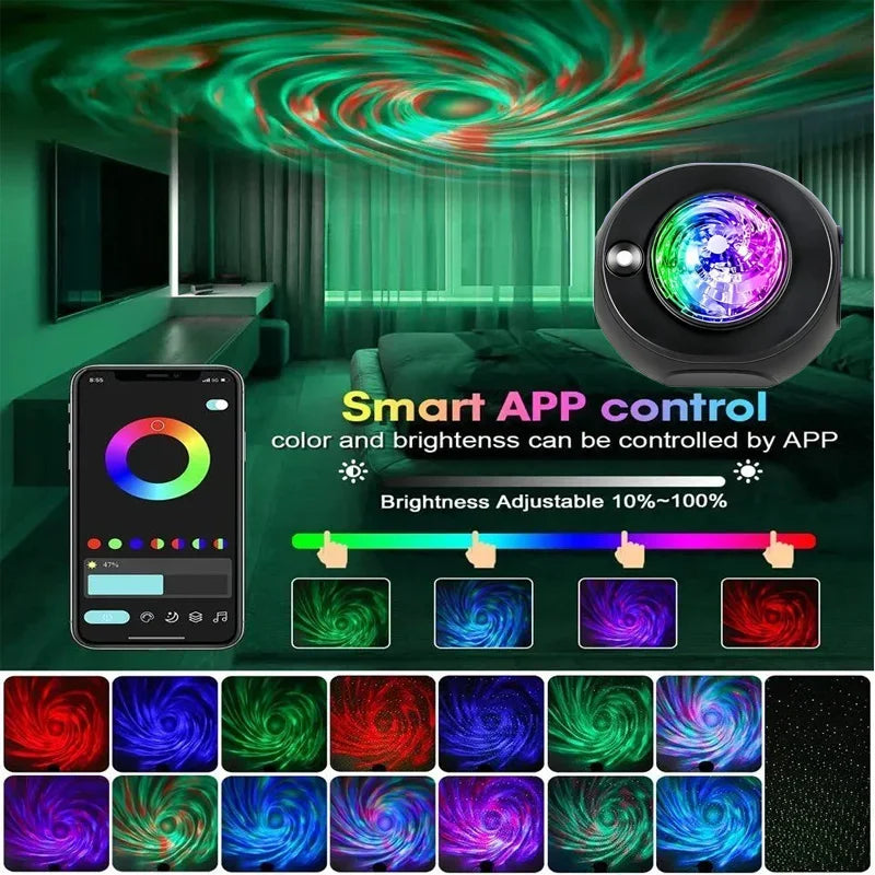 Galaxy-Projektor mit Bluetooth-Lautsprecher, Smart Star LED-Nachtlichter, Nebula-Tischlampe, KTV-Party, Bühnenlicht, Spielzimmer, Schlafzimmer-Dekor