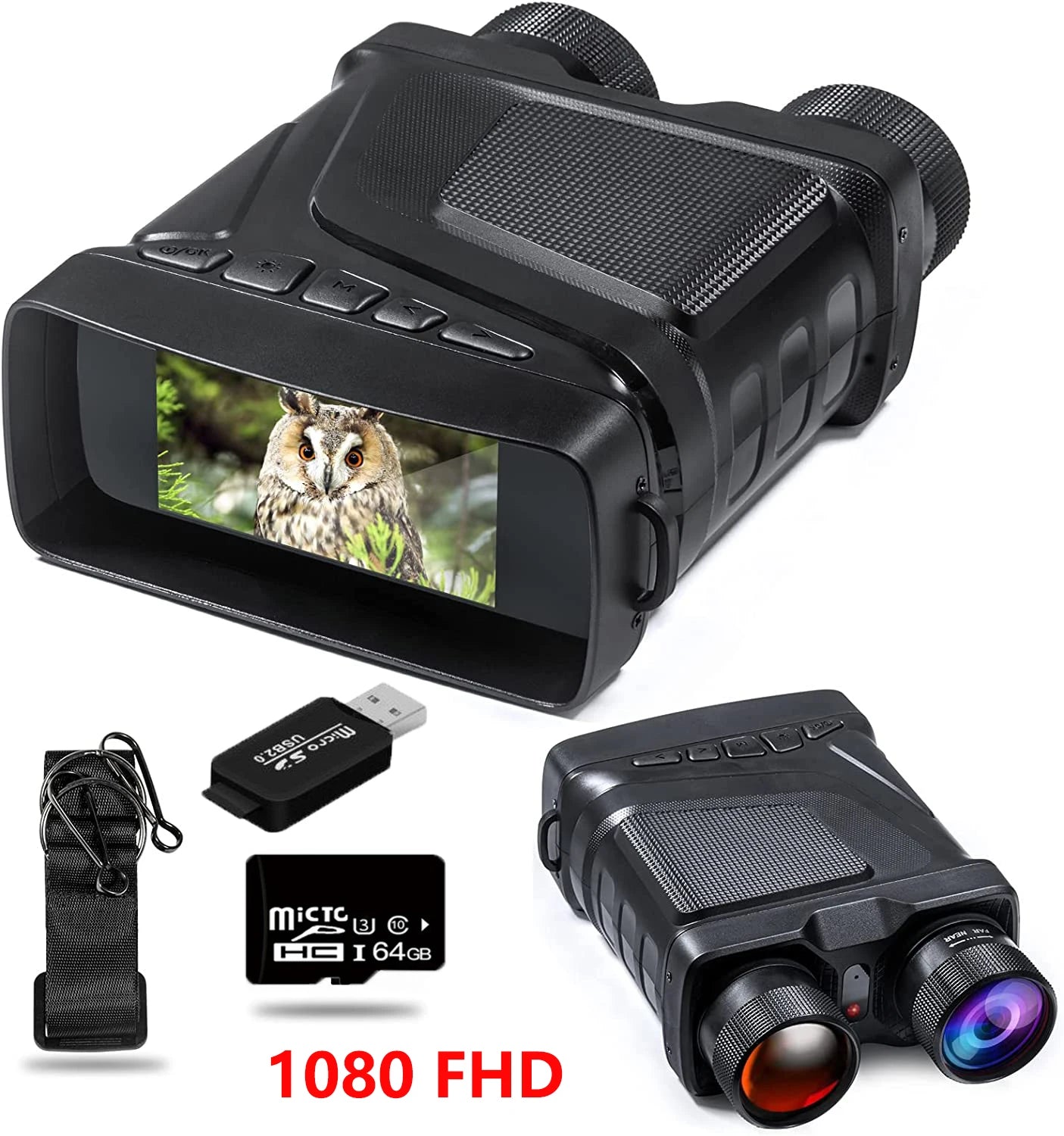 Jumelles de Vision Nocturne Numériques 1080p FHD – Zoom 5X, Infrarouge, Idéales pour Chasse, Camping et Surveillance Nautique