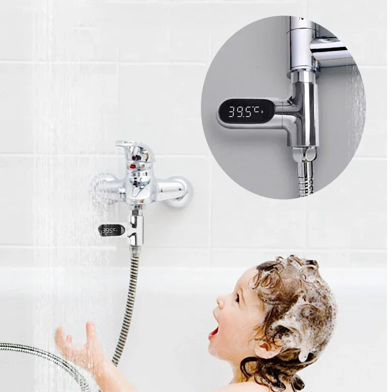 Thermomètre de Douche, Compteur de température d'eau en plastique, affichage LED, Celsius, rotation à 360 °, 8-85 ℃, douche électrique