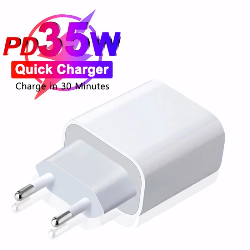 Chargeur rapide PD 35W pour iPhone 13 12 11 14 15 Pro Max, USB C, pour iPhone 7 8 Plus X XR XS type-c, accessoires de charge rapide