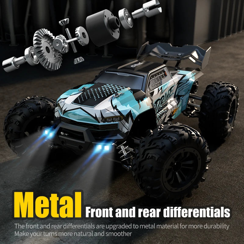 VersiRC RC Car with LED for Kids, Remote Control, Monster Drift High Speed, 4x4 Truck, Toys vs Wltoys 144001, 1:16, 70km, h or 50km, H 