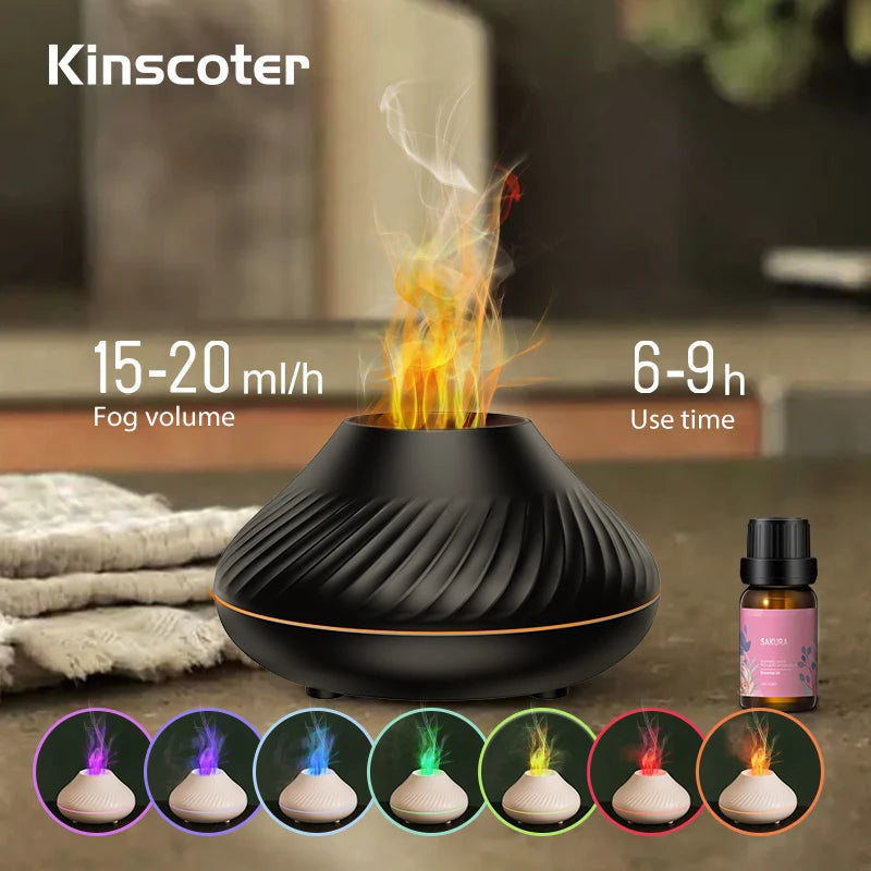 Diffuseur d'arômes constants KINSCOTER, lampe à huiles essentielles, humidificateur d'air portable USB, veilleuse à flamme, 130ml