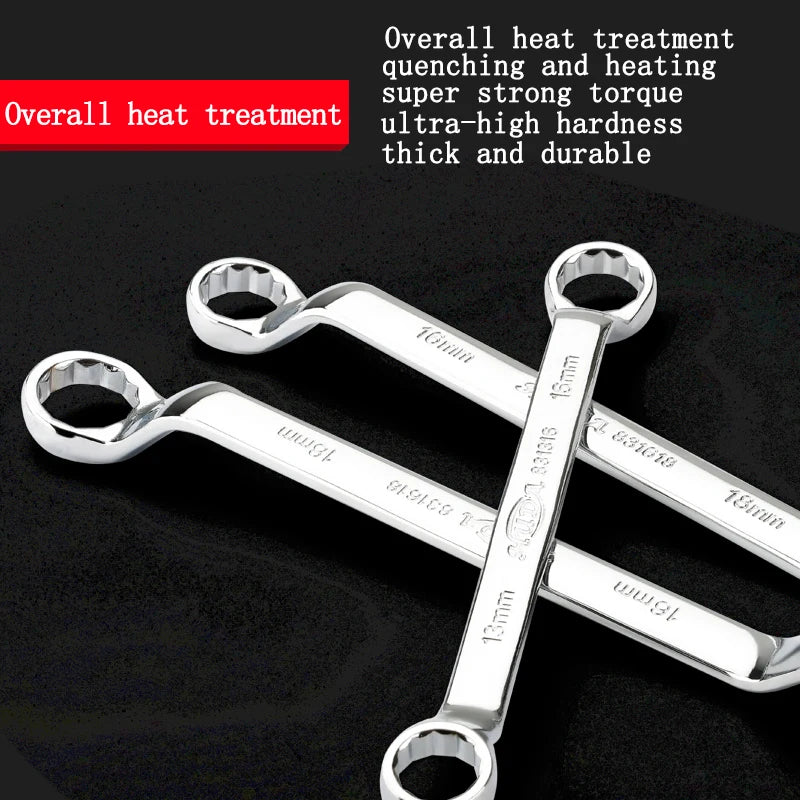 Ring Wrench, Multifunctional Double Ended Wrench Double Headed Box Wrench Heat Treated Hardened Offset Ring Wrench