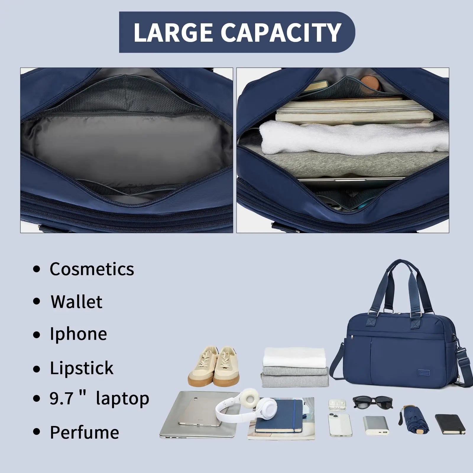 Sac de voyage extensible femmes et hommes KONO – hydrofuge, compartiments sec et humide