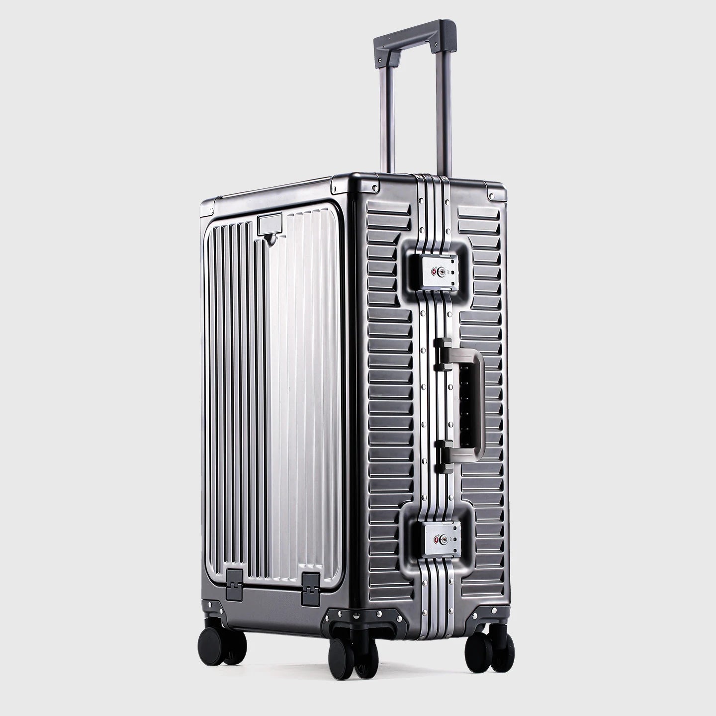 Valise rigide en alliage d’aluminium et de magnésium SUSHIMU – bagage à roulettes avec ouverture avant, 20 et 24 pouces