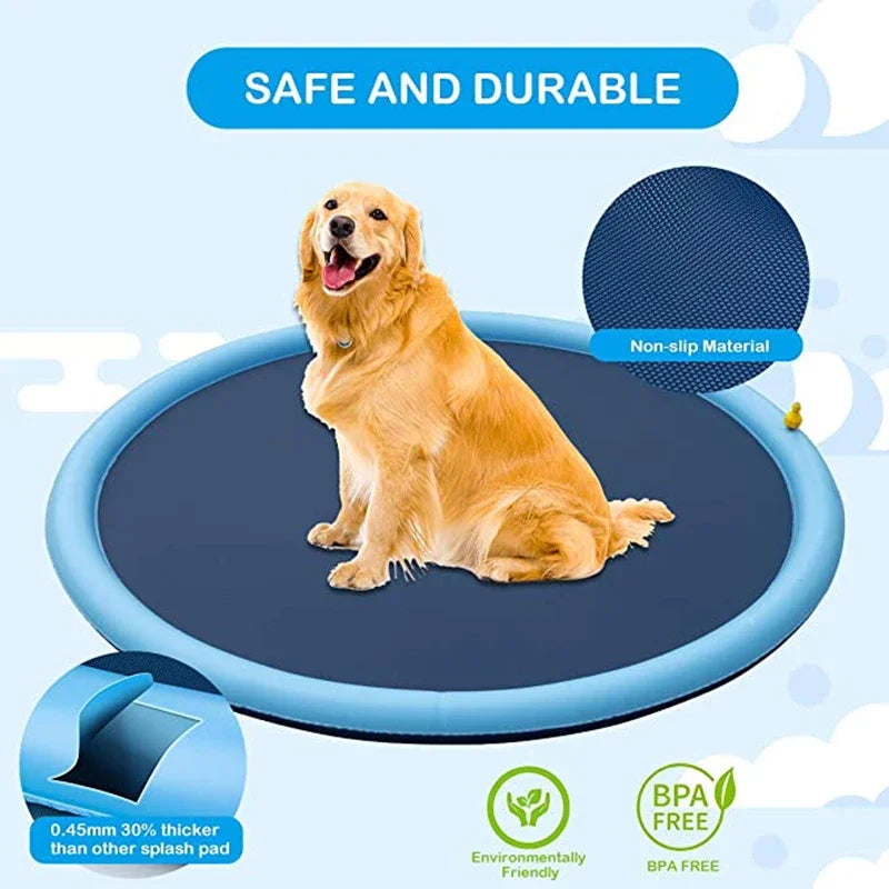 150/170cm Inflatable Pet Swimming Pool Water Sprinkler Play Mat Cooling Polymers Outdoor Interactive Fountain Dog Toy Summer