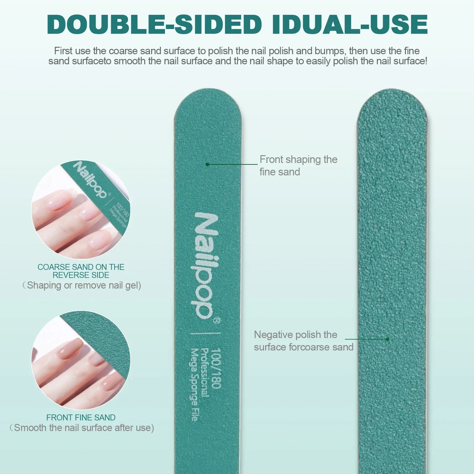 Limes à Ongles Professionnelles 10 pcs, Grain 100/180