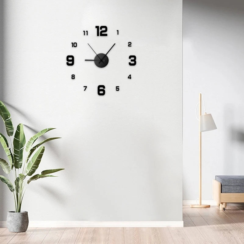 Creative Frameless Wall Clock Wall Sticker Living Room Office Wall Decoration 