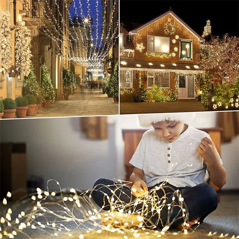 Solar LED String Lights for Christmas Party Decoration Outdoor Gradient Light Garden 102m 52m 32m 22m 12m 7m