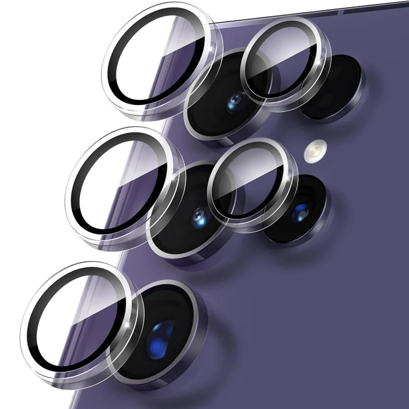 Anneau d'objectif en métal pour Samsung Galaxy S25 S24 S23 S22 Ultra Plus Z Fold 7 6 – Couvercle de protection d'appareil photo en verre trempé HD