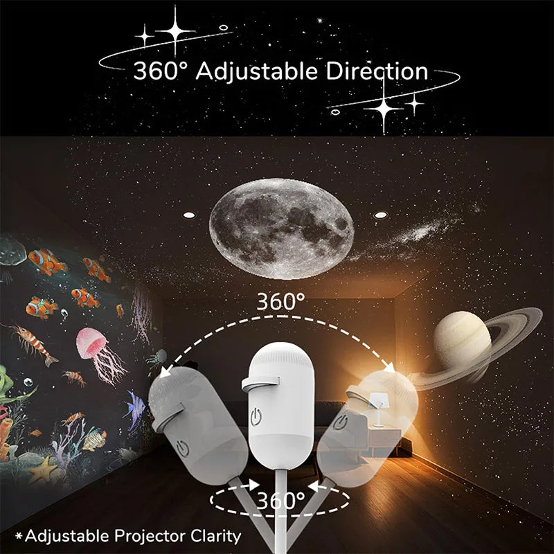 Mini Projecteur d’Étoiles USB 2 en 1 – 12 Films Ciel Étoilé pour Maison & Voiture