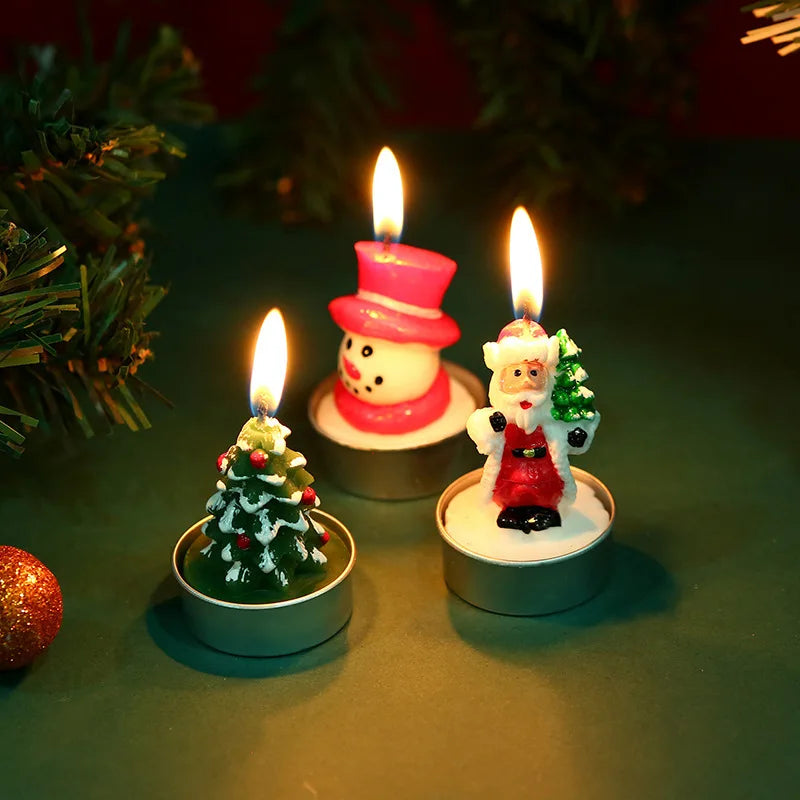 Christmas candles, tree, snowman, carnival, romantic ornament, small light candle