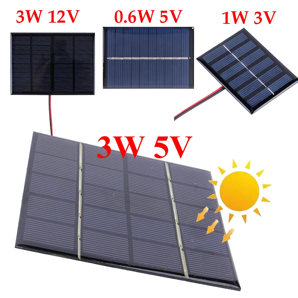 3W 5V Solar Panel Micro Solar Panel Portable Fast Charger DIY Polysilicon Solar Cell System Outdoor Mini Battery Charger