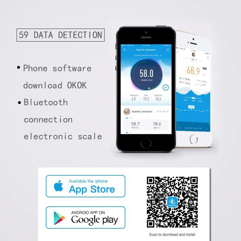 Balance, Pèse-personne numérique Analyseur de composition corporelle avec application pour smartphone Compatible Bluetooth