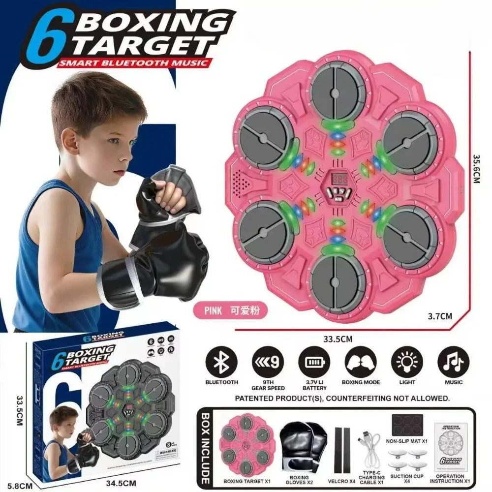 Machine d'entraînement de boxe musicale intelligente – Compatible Bluetooth, 2-5 modes d'éclairage, sport de boxe pour adultes et enfants, entraînement de gymnastique