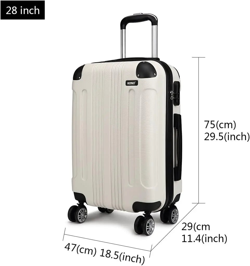 Valise trolley légère et rigide avec 4 roues jumelles KONO – Matériau ABS