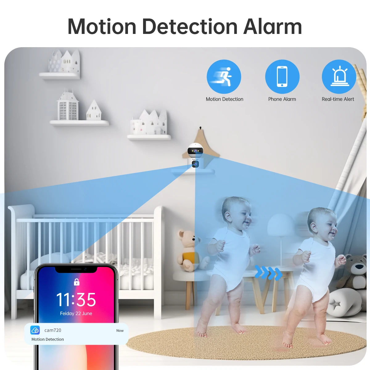 Lenovo Smart Indoor Baby Monitor Camera, Home Security Device with Existing Tracking, CCTV Video, Wifi, 3MP, 2K