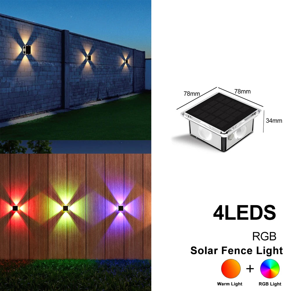Solarleuchten für Zäune mit 4 LEDs – Up/Down-Beleuchtung