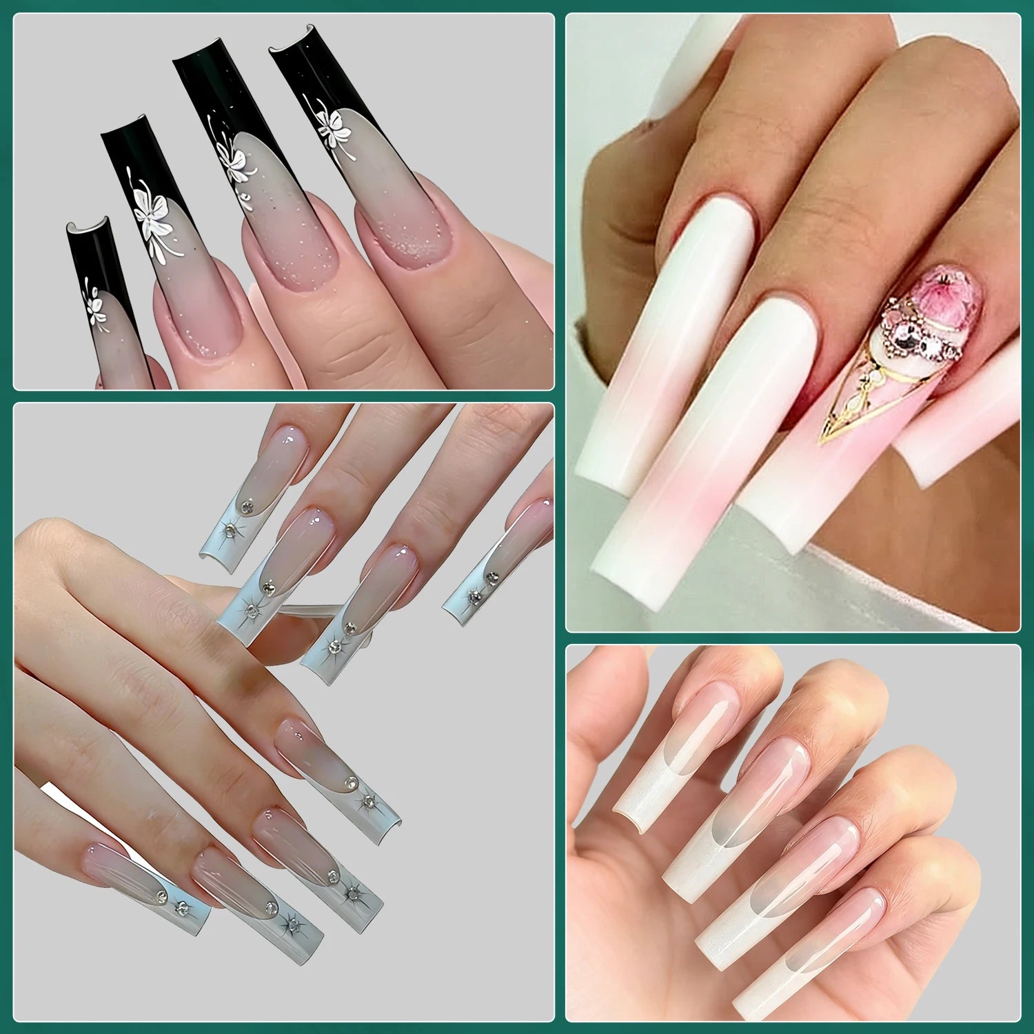 Formes doubles rectangulaires pour ongles, 150 pièces