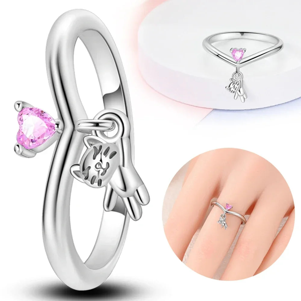 Colorful Zircon Sun Moon Star Stackable Rings for Women.