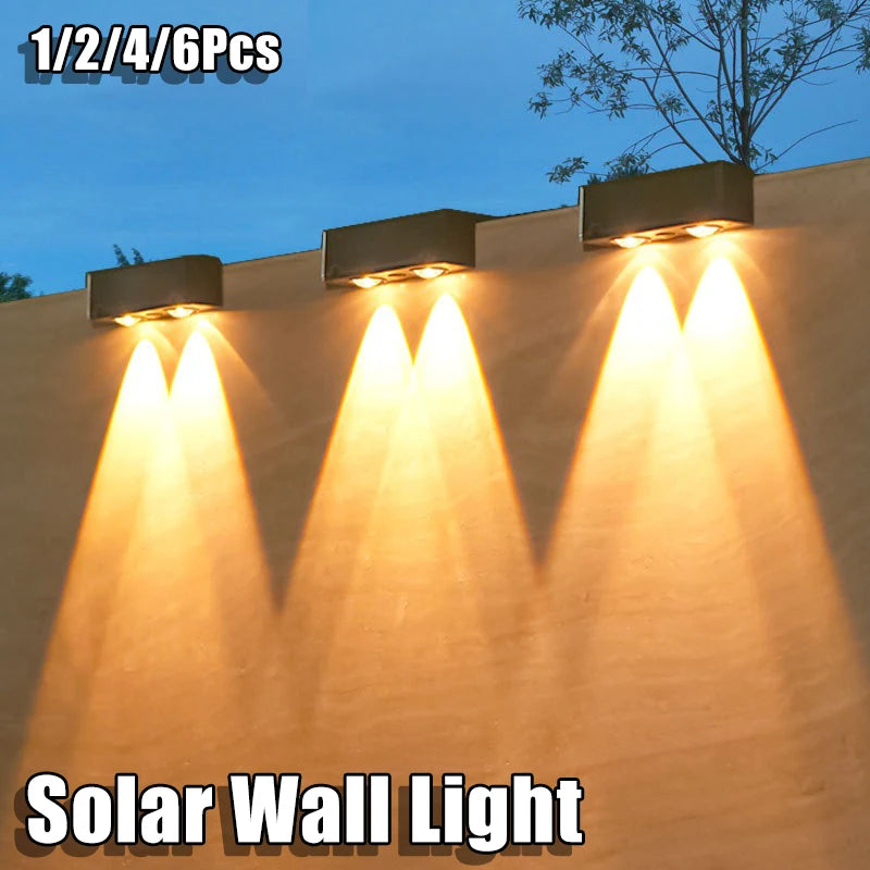 Solar Wall Light Outdoor, Waterproof Fence Lamp, Ultra Bright Spotlight, Lighting for Garden Fence or Exterior Wall, 1/2/4/6 Pieces 