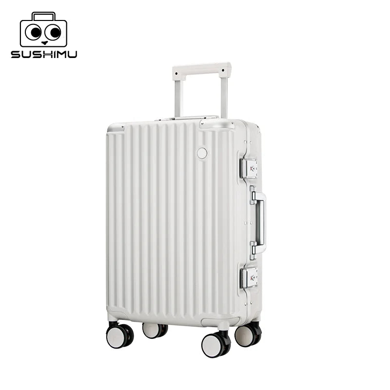 Valise rigide en PC avec cadre en aluminium – bagage à roulettes à serrure TSA, 20, 24 et 26 pouces