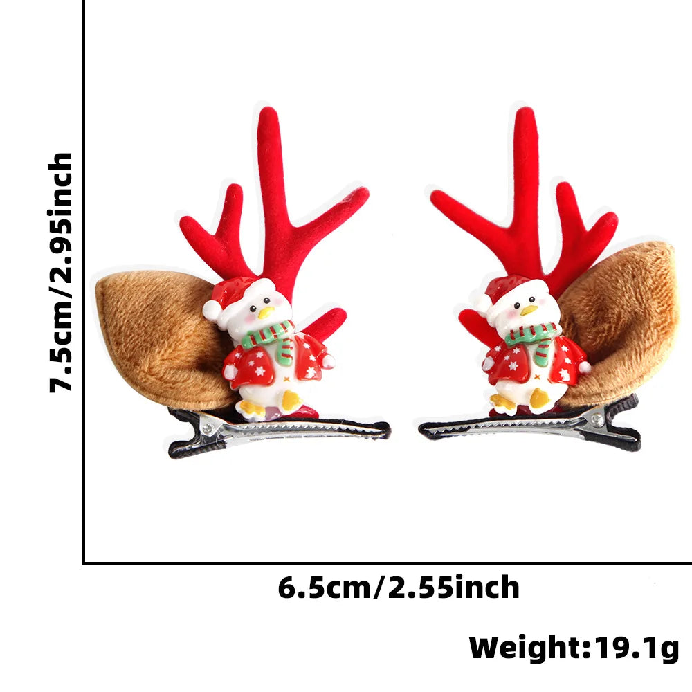 Accessoires pour cheveux de noël, bois en peluche rouge avec cloches, coiffure en épingle à cheveux oreilles de cerf