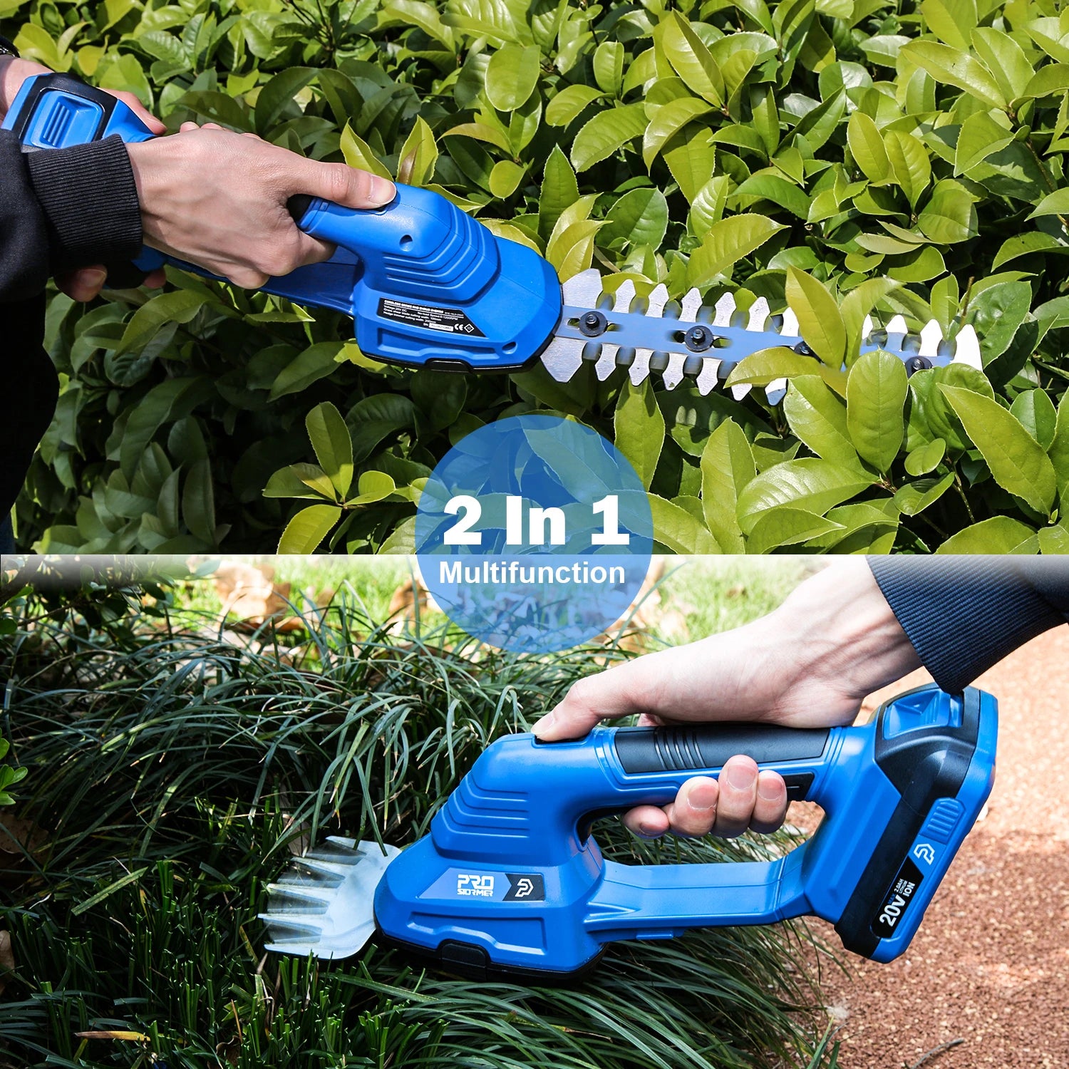 2 in 1 Cordless Electric Hedge Trimmer 20V Battery Powered Lawn Mower Pruning Shears Garden Tools Shears 