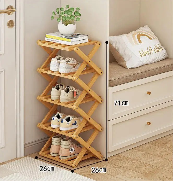 Bamboo Shoe Rack, Simple and Foldable, 2 to 6 Tiers