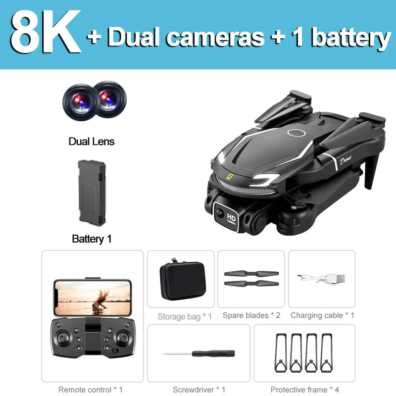 Drone pliable V88 8K – Double caméra – Évitement d’obstacles – WiFi 5G