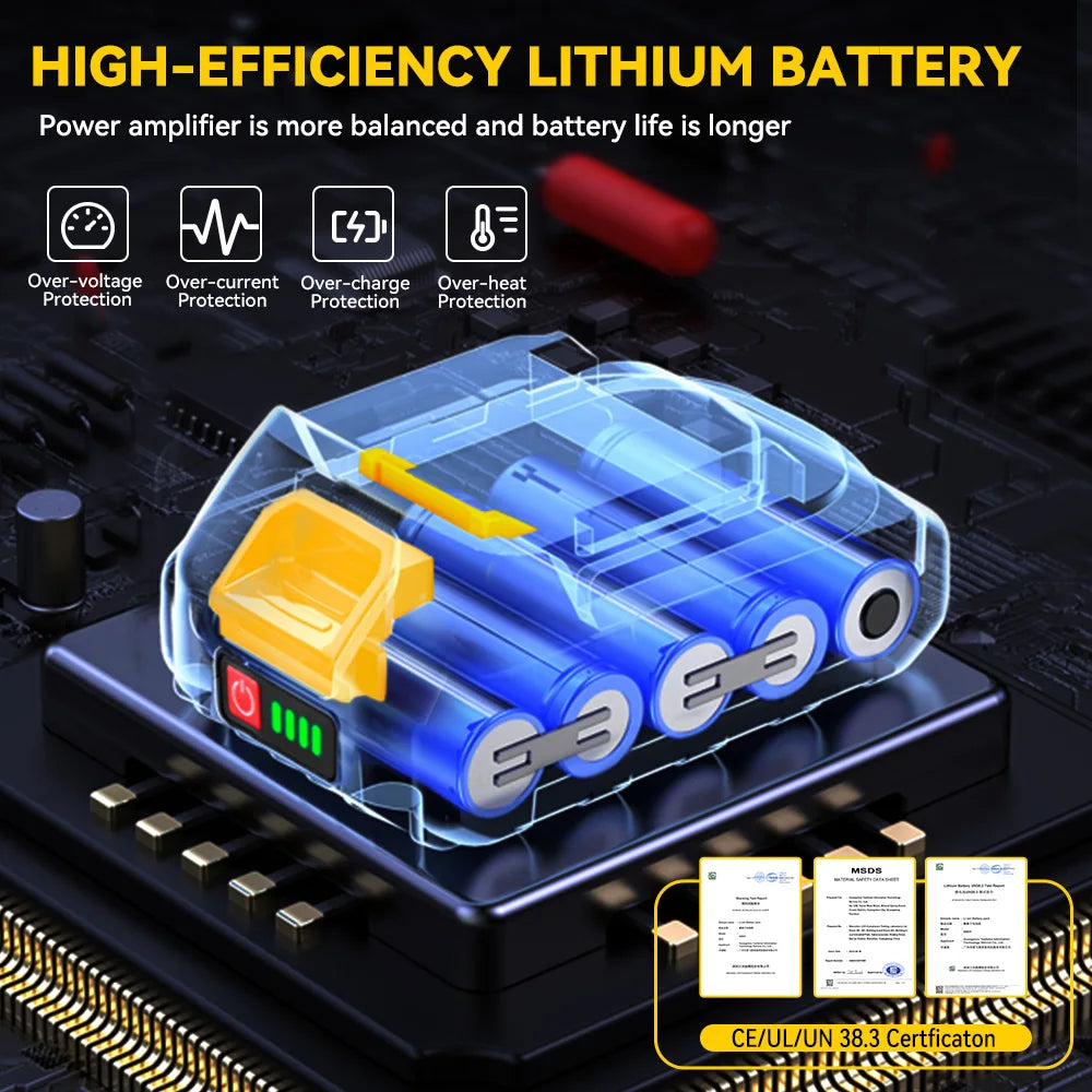 Batterie rechargeable MELLWIN 7 500 mAh – batterie au lithium avec indicateur LED pour outils électriques, compatible broches de batterie 18–21 V