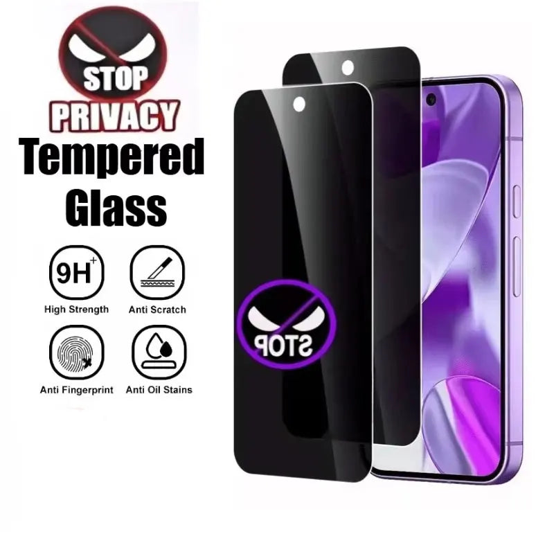 Protecteur d’écran en verre trempé anti-regard 9H pour iPhone – Confidentialité &amp; résistance