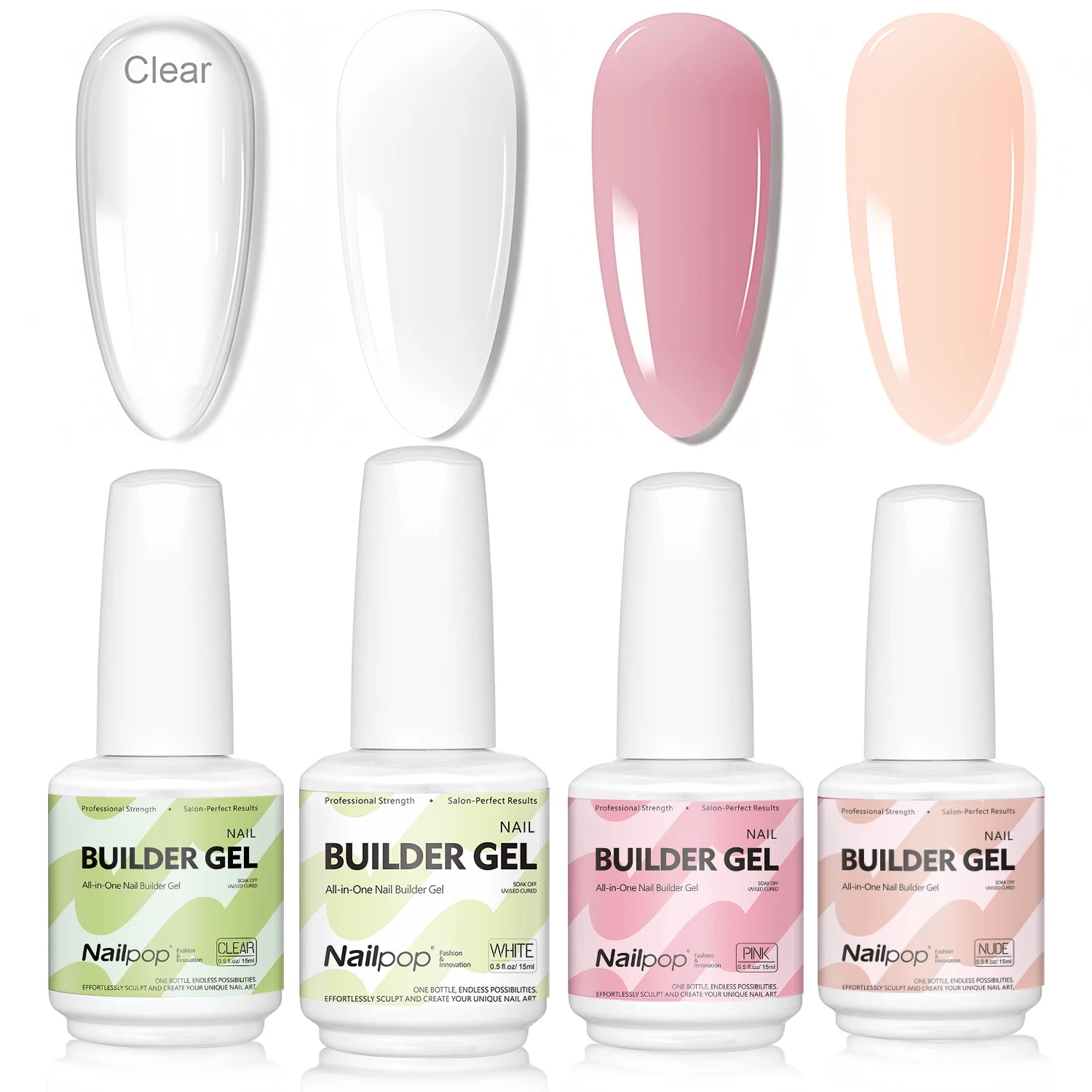 Gel Constructeur 7 en 1 – Multicolore Clair, Blanc, Rose, Nu 15ml