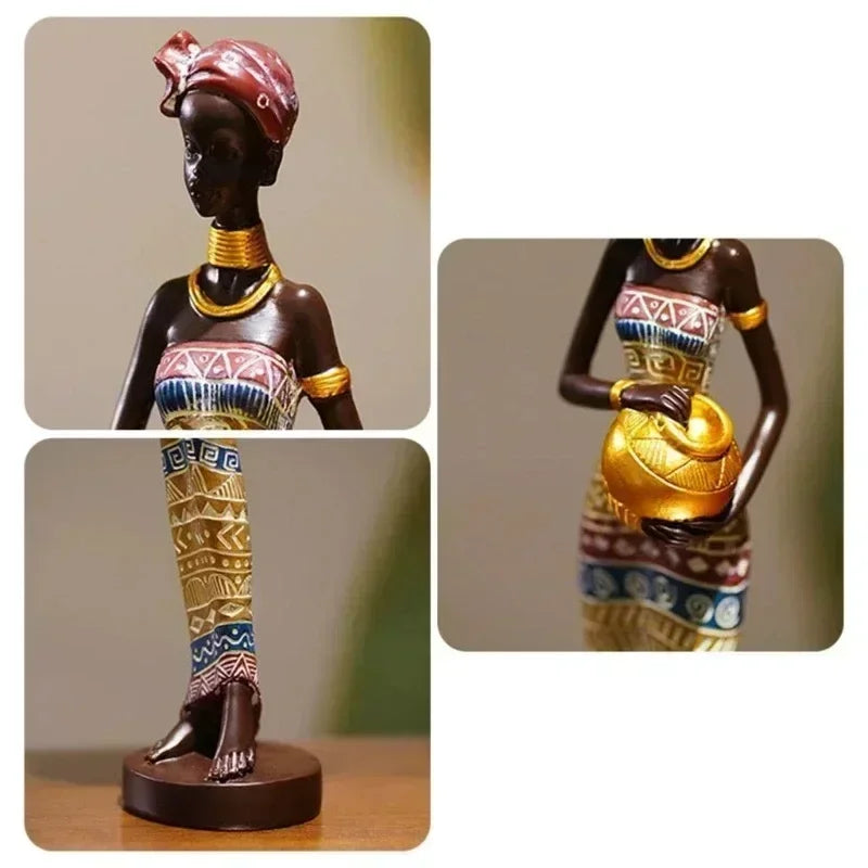 African Art Statuette for Home Decoration, Classic Style, Figurine for Living Room Interior 