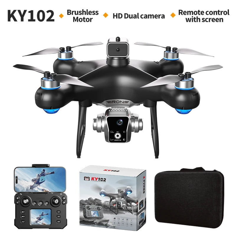 Drone à écran K102 version solitaire – Caméra 4K, moteur sans balais, évitement d'obstacles, quadrirotor pliable, jouet RC 2025