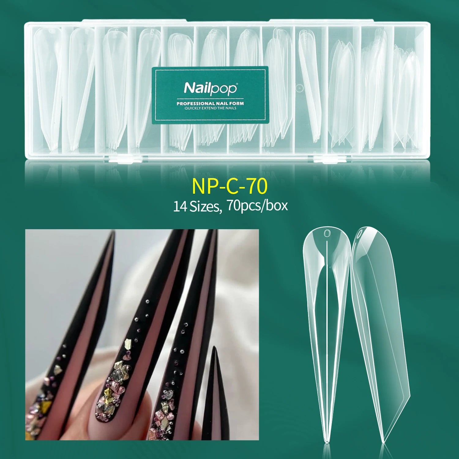 Formes d’ongles mécaniques, 140 pièces, 14 tailles