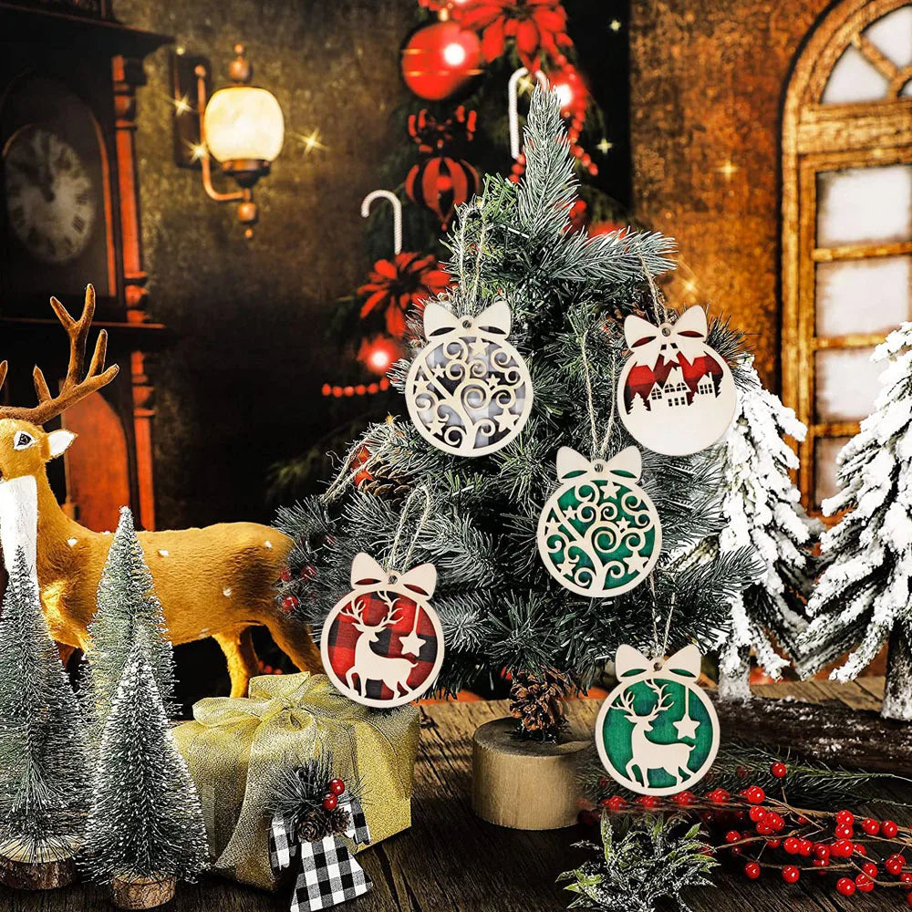 Pendentifs d'arbre de Noël en bois, décorations pour la maison