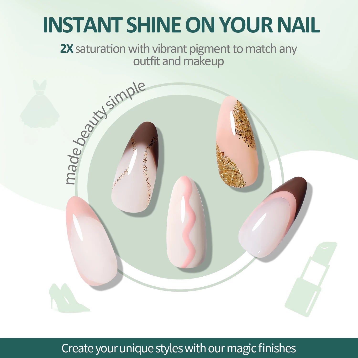 Vernis Gel Professionnel Jelly 6 Couleurs Translucides UV/LED, Soak Off, Salon et Nail Art, Nude et Rose, 7,5 ml