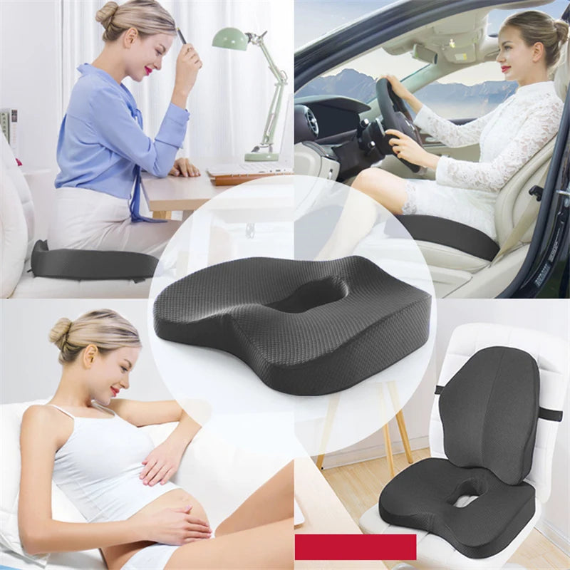 Memory Foam Seat Lumbar Support Cushion Chair Cushion Car Seat Cushion Hip Massage Pillow Office Chair Cushions Orthopedic Support 