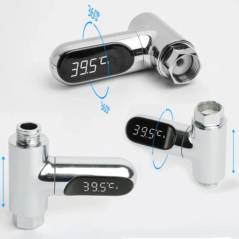 Thermomètre de Douche, Compteur de température d'eau en plastique, affichage LED, Celsius, rotation à 360 °, 8-85 ℃, douche électrique